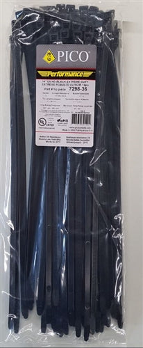 PICO 7298-36 All Weather UV Resistant 15" Performance Cable Ties, 120LB Tensile Strength, 100/Pack