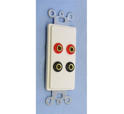 Philmore 75-1052 Banana Jack Decora Plate Insert, 4 Gold Banana Jacks (2 Red & 2 Black), White