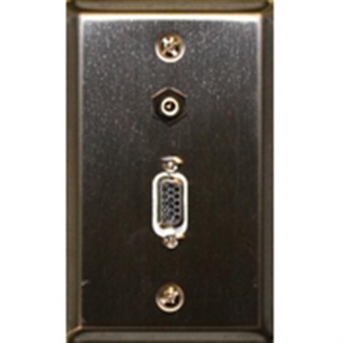 Philmore 75-1078 VGA (HD15) and 3.5mm Stereo Feed-Thru Stainless Steel Wall Plate