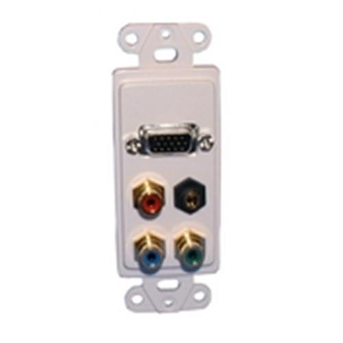 Philmore 75-1459 Decora Insert with VGA (HD15), Component Video (3 RCA: Red, Blue & Green) and 3.5mm Stereo Jack, White