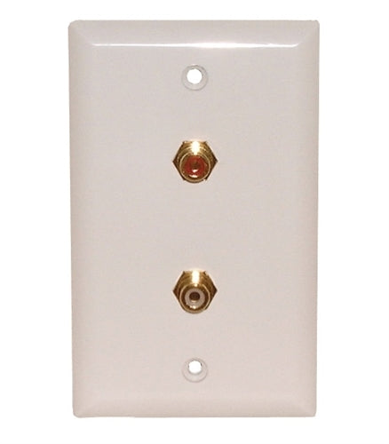 Philmore 75-636 Double RCA Jack Wall Plate, Feed-Thru Type