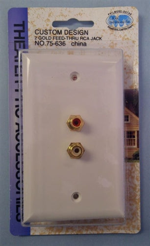Philmore 75-636 Double RCA Jack Wall Plate, Feed-Thru Type