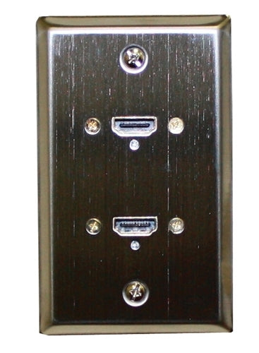Philmore 75-701 Dual HDMI Female Feed-Thru Jack Wall Plate, Stainless Steel