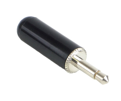 Switchcraft 750 Tini .141" Mini Phone Plug, Black Plastic Handle, Solder Lug and Cable Clamp Terminals