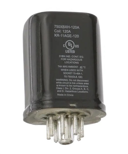 Schneider 750XBXH-120A Relay 120VAC DPDT Hermetically Sealed (KR-11AGE-120) 8 Pin Octal 12A 120VAC/240VAC/28VDC, cUL/CSA