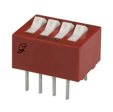Grayhill 76SB04T Dip Switch 4PST On-Off, 150mA @ 30VDC, PC Pin Terminals
