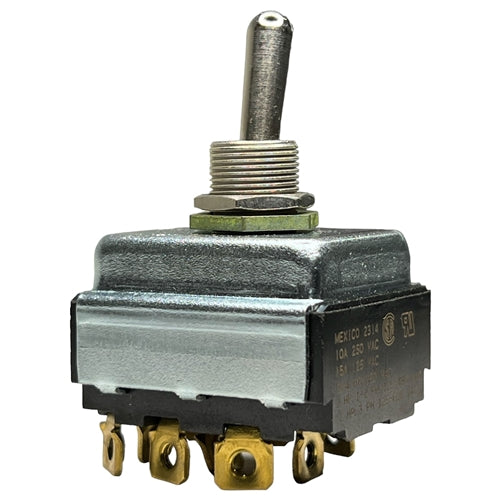 Eaton 7702K2 Toggle Switch 3PDT On-On, 15A@125VAC (1HP)/ 10A@250VAC (3/4HP), Screw Terminals (Screws Included)