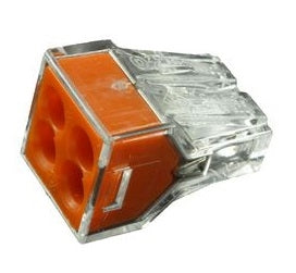 Wago 773-164 Standard Terminal Block Orange, 4 Contacts, 18-12AWG, Wire Connector, 24A Current Rating, 100/Pack