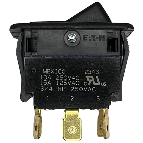 Eaton 8006K40N1V2 Rocker Switch DPDT On-Off-On, 15A@125VAC / 10A@250VAC (3/4HP), Black, QC Terminals