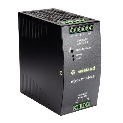 Wieland 81.000.6135.0 Wipos P1 24-3.8 24VDC 3.8AMP DIN Rail Mount Switching Power Supply