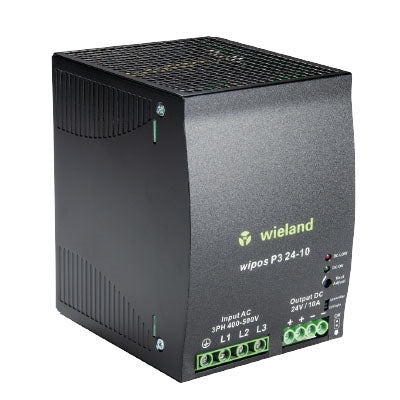 Wieland 81.000.6170.0 Wipos P3 24-10 24VDC 10AMP DIN Rail Mount Switching Power Supply, 3 Phase