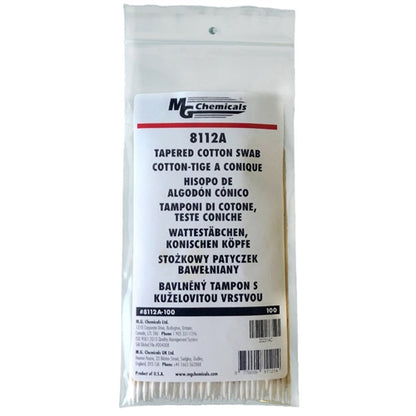 MG Chemicals 8112A-100 Single Tip End Tapered Cotton Swabs (100 Pack)