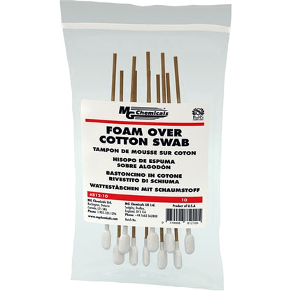 MG Chemicals 812-10 Single Headed Foam-Over-Cotton Swab (10 Pack)