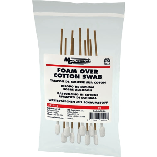 MG Chemicals 812-10 Single Headed Foam-Over-Cotton Swab (10 Pack)