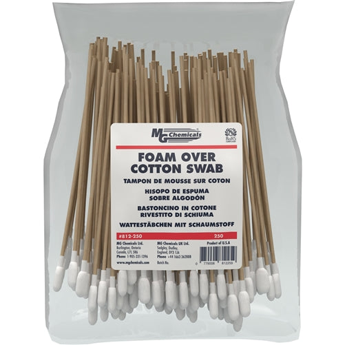 MG Chemicals 812-250 Single Headed Foam-Over-Cotton Swab (250 Pack)