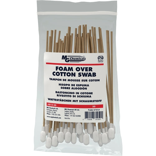 MG Chemicals 812-50 Single Headed Foam-Over-Cotton Swab (50 Pack)