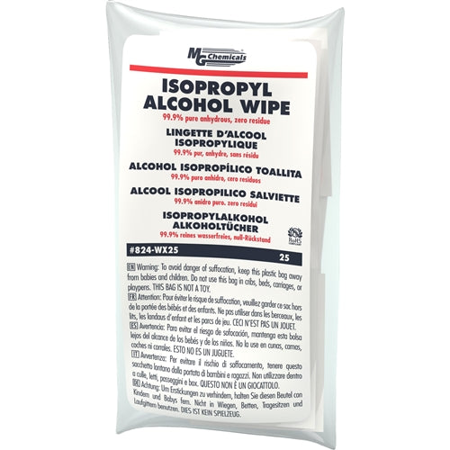 MG Chemicals 824-WX25 99.9% Isopropyl Alcohol Wipes (25 Individually Wrapped Per Box)