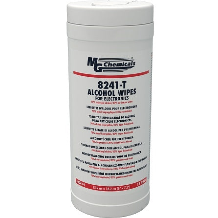 MG Chemicals 8241-T 70/30 Isopropyl Alcohol Wipes in Pop-Up Tub (75 Wipes)