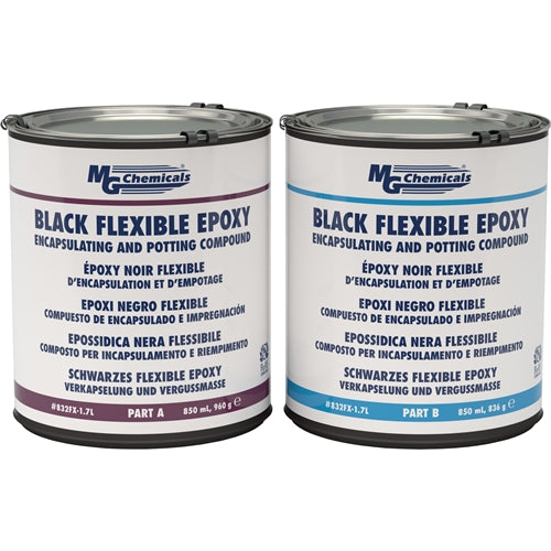 MG Chemicals 832FX-1.7L Black Flexible Encapsulating Epoxy & Potting Compound, 2 Can Kit