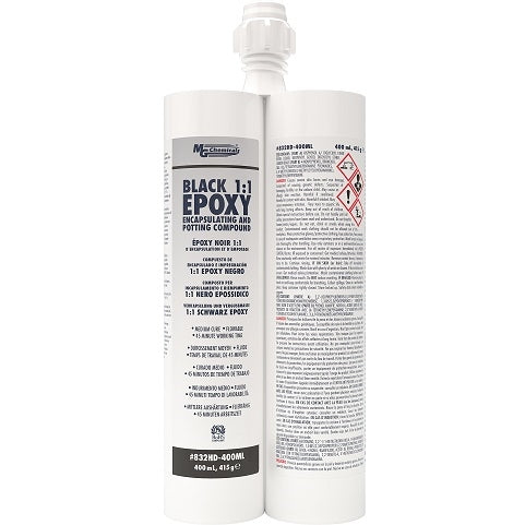 MG Chemicals 832HD-400ML Black Encapsulating Epoxy & Potting Compound 1:1, Dual Cartridge