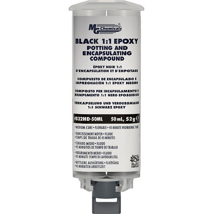 MG Chemicals 832HD-50ML Black Encapsulating Epoxy & Potting Compound 1:1, Dual Cartridge