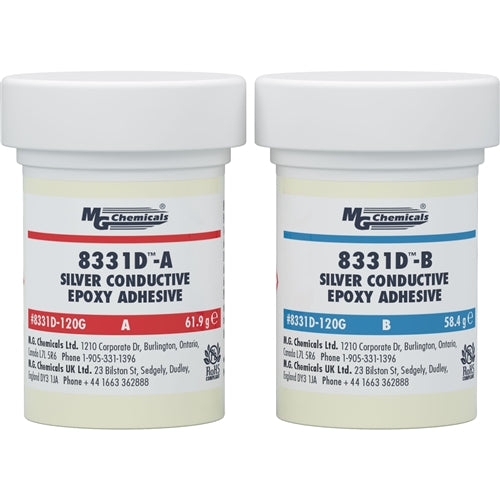 MG Chemicals 8331D-120G Silver Conductive Epoxy Adhesive, 2 Jar Kit