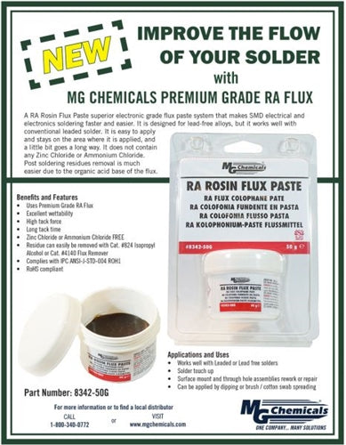 MG Chemicals 8342-50G RA Rosin Flux Paste 50g Tub Compatible with with Leaded or Lead Free Solders