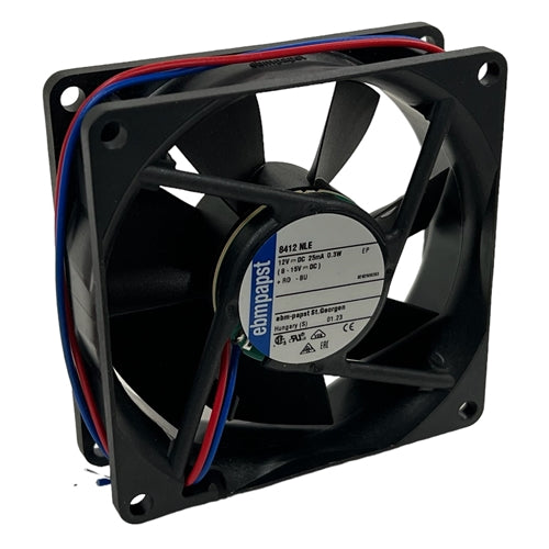 ebm-papst 8412NLE 12VDC Ball Bearing Fan 80mm x 80mm x 25mm 19.4CFM 17dB 0.3W 0.03A 1500RPM 2 Wire