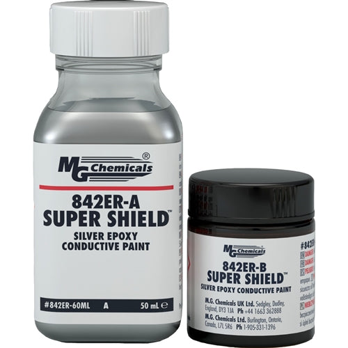 MG Chemicals 842ER-60ML Silver Epoxy Paint Conductive Coating, 2-BOTTLE Kit