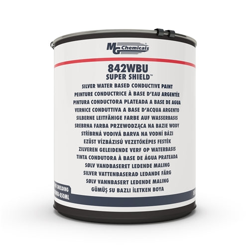 MG Chemicals 842WBU-850ML Silver EMI Conductive Paint, 1-Part Water-Based Coating with Silver Flake, 850mL Can