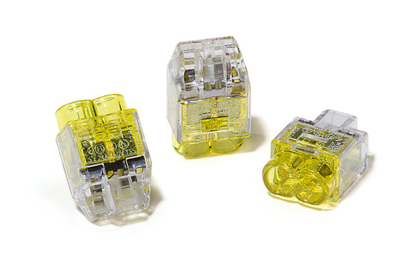 Hellermann Tyton 148-90036 HelaCon Plus Mini, Push-In Style Wire Connector, Double Spring, 2-Port, (Piece), Yellow, 150/pkg