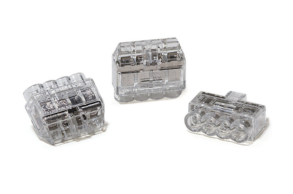 Hellermann Tyton 148-90050 HelaCon Plus Mini, Push-In Style Wire Connector, Double Spring, 4-Port, (Piece), Clear, 300/pkg