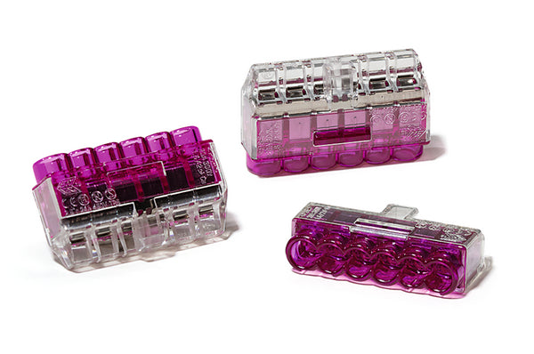 Hellermann Tyton 148-90052 HelaCon Plus Mini, Push-In Style Wire Connector, Double Spring, 6-Port, (Piece), Violet, 250/pkg