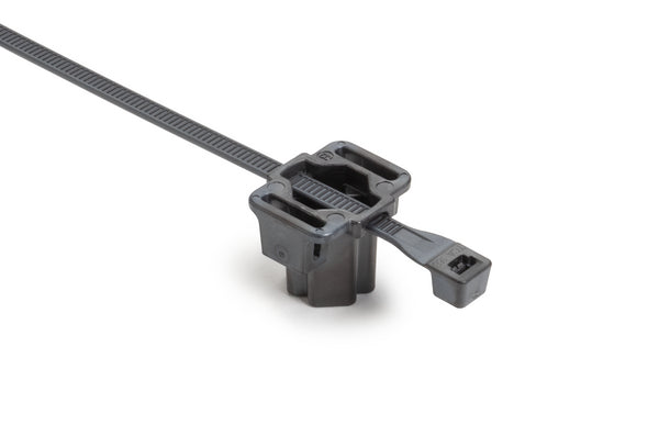 Hellermann Tyton 156-01547 2-Piece M5/T5/M6/T6 Stud Mount Tie, 8.0" Tie, 50lb Tensile Strength, PA66HS/PA66HIRHS, BK, 3000/pkg