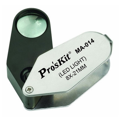 Proskit 902-239 8x LED Lighted Folding Magnifier, Comes with Batteries