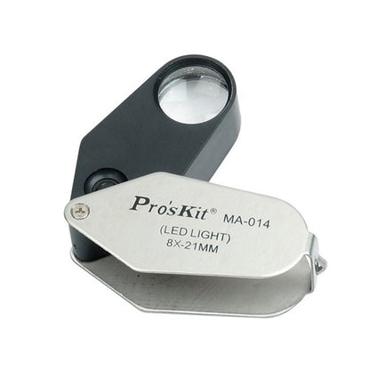 Proskit 902-239 8x LED Lighted Folding Magnifier, Comes with Batteries