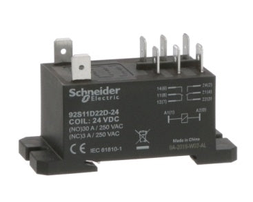Schneider 92S11D22D-24 Power Relay 24VDC DPDT 30A-NO/3A-NC, Flange Mount Style