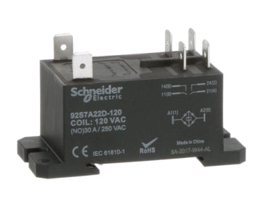 Schneider 92S7A22D-120 Power Relay 120VAC DPST 30A-NO, Flange Mount Style