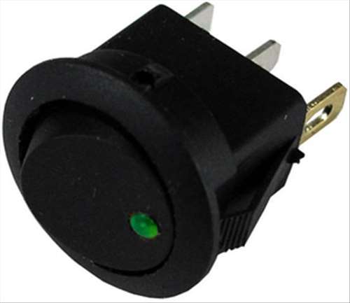 PICO 9415-3-11 Round Rocker Switch SPST On-Off, 16A@12VDC, Green LED, 3/4" Mounting Hole, QC Terminals