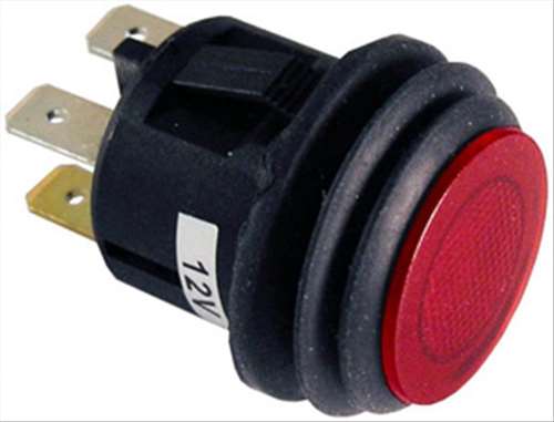 PICO 9416-5-11 Push On / Push Off Red Button Switch SPST On-Off, 10A@12V, 3/4" Mounting Hole **Rated for 12V Only**