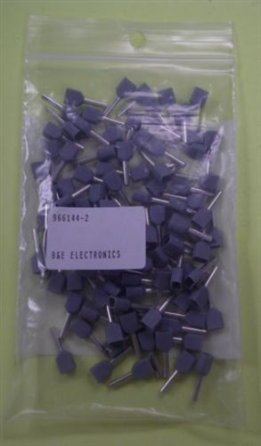 AMP TE 966144-2 Gray Dual Wire Ferrule, 2 x 0.75mm (2 x 18AWG) 100/Pack