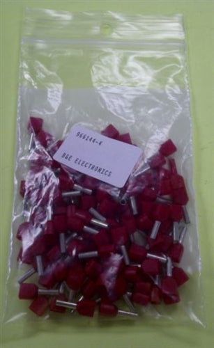 AMP TE 966144-4 Red Dual Wire Ferrule, 2 x 1.00mm (2 x 17AWG) 100/Pack