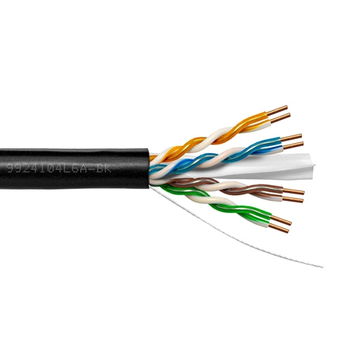 Provo 9924104L6A-BK Black Cat6a UTP Cable, 23AWG 4-PAIR Solid BC, Unshielded, 500MHz CMP/FT6 CSA/UL (300M = Full Box)