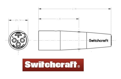 Switchcraft A3M 3 Pin Male XLR Cable Connector, Silver Pins, Nickel Housing