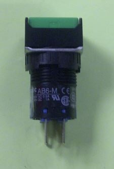 IDEC AB6Q-M2P-G Momentary Push Button Switch DPDT, 16mm Hole Diameter, Green Square