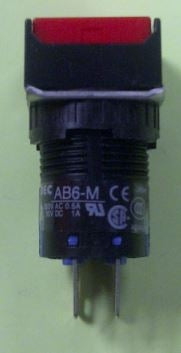 IDEC AB6Q-M2P-R Momentary Push Button Switch DPDT, 16mm Hole Diameter, Red Square