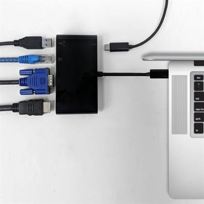 Phantom Cables AD-UC-DS02 USB 3.1 Type-C to HDMI, VGA, Ethernet, USB 3.0, USB Type-C, Black