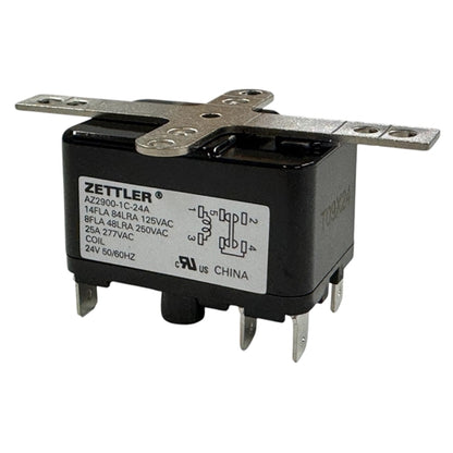 Zettler AZ2900-1C-24A 25A SPDT (1 Form C) 24VAC Chassis Mount Relay, .250" Quick Connects, 25A@277VAC Max