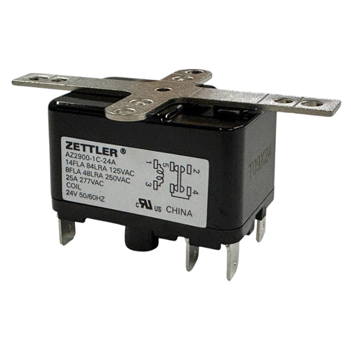 Zettler AZ2900-1C-24A 25A SPDT (1 Form C) 24VAC Chassis Mount Relay, .250" Quick Connects, 25A@277VAC Max