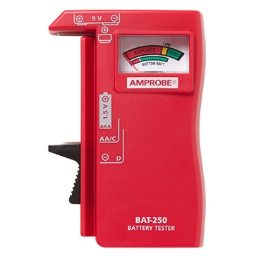 Amprobe BAT-250 Three Indicator Battery Tester, Test Standard and Rechargeable Batteries